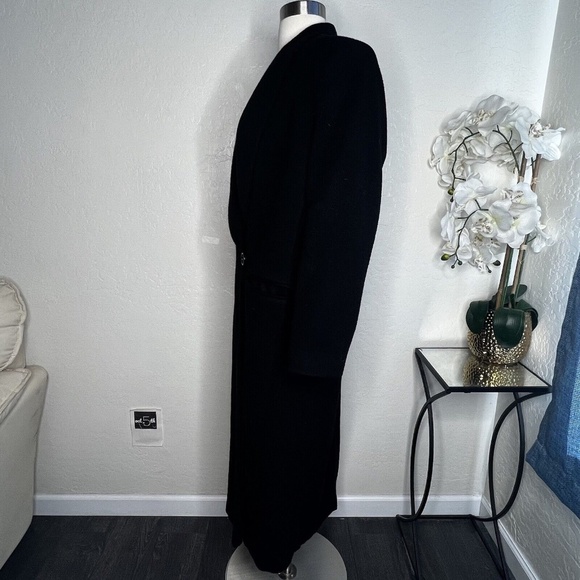 VTG Fleurette Women's 100% Cashmere Long Trench Coat Black • Size 10 - Picture 5 of 7